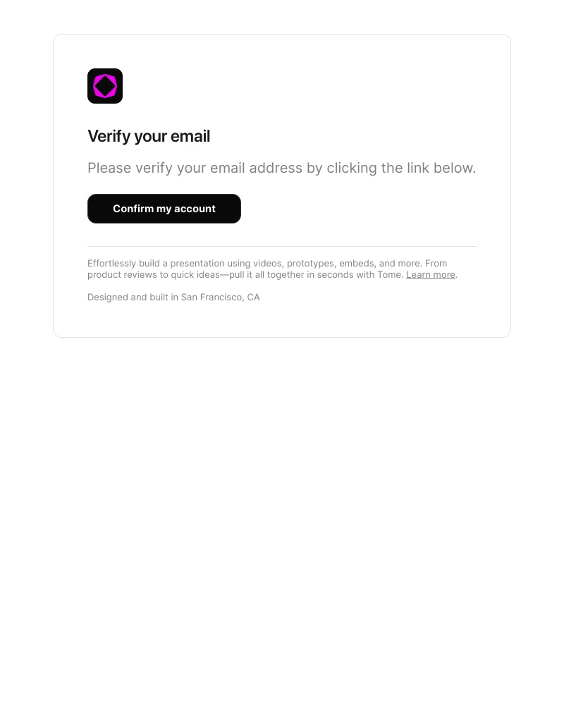 Tome - Verify your email address