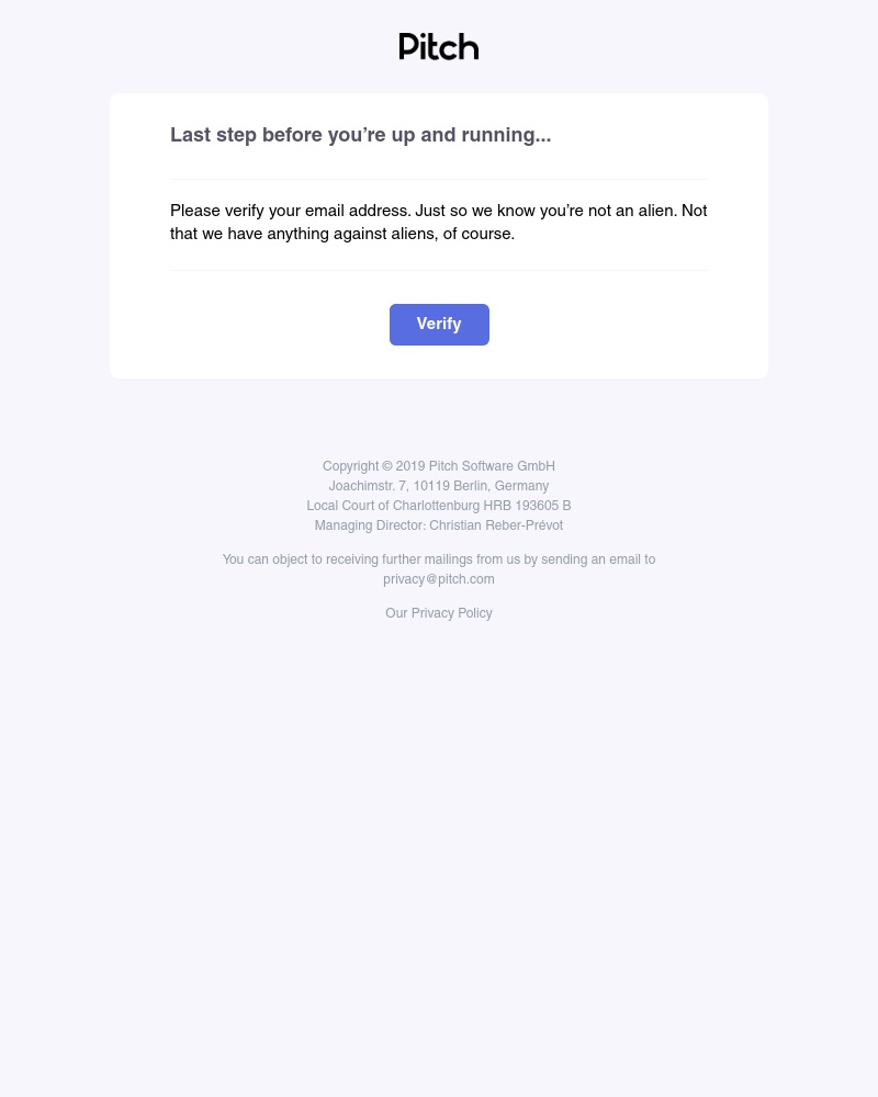 Pitch - Verify your email