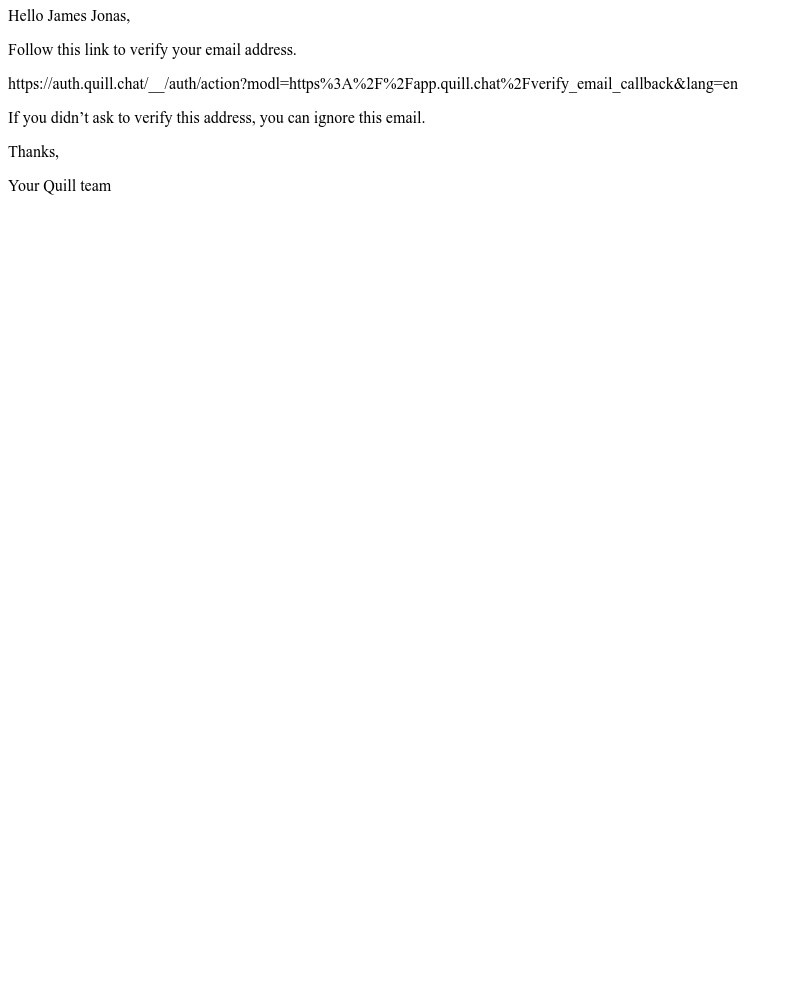 Quill - Verify your email on Quill