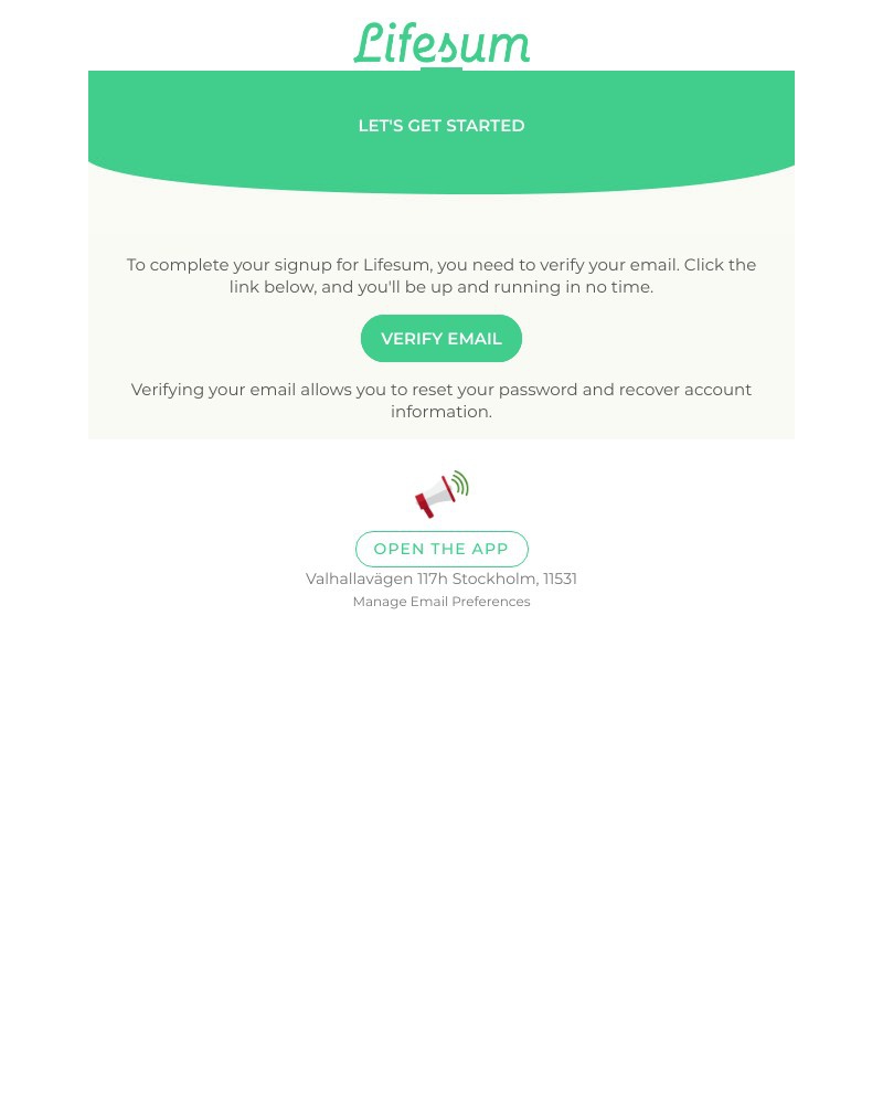 Lifesum - Verify your email to secure your Lifesum account