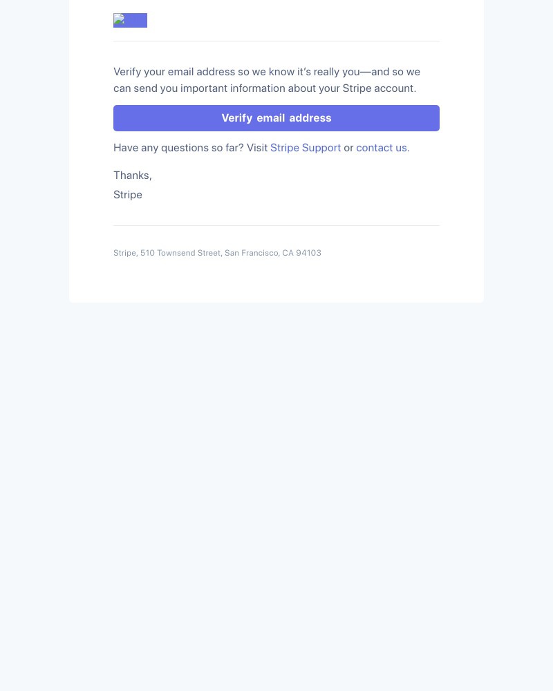 Stripe - Verify your email to start using Stripe