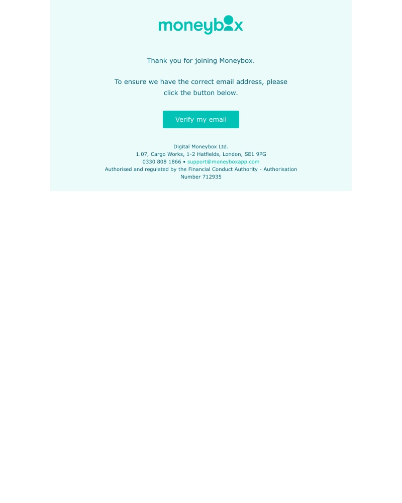 Moneybox - Verify your Moneybox account