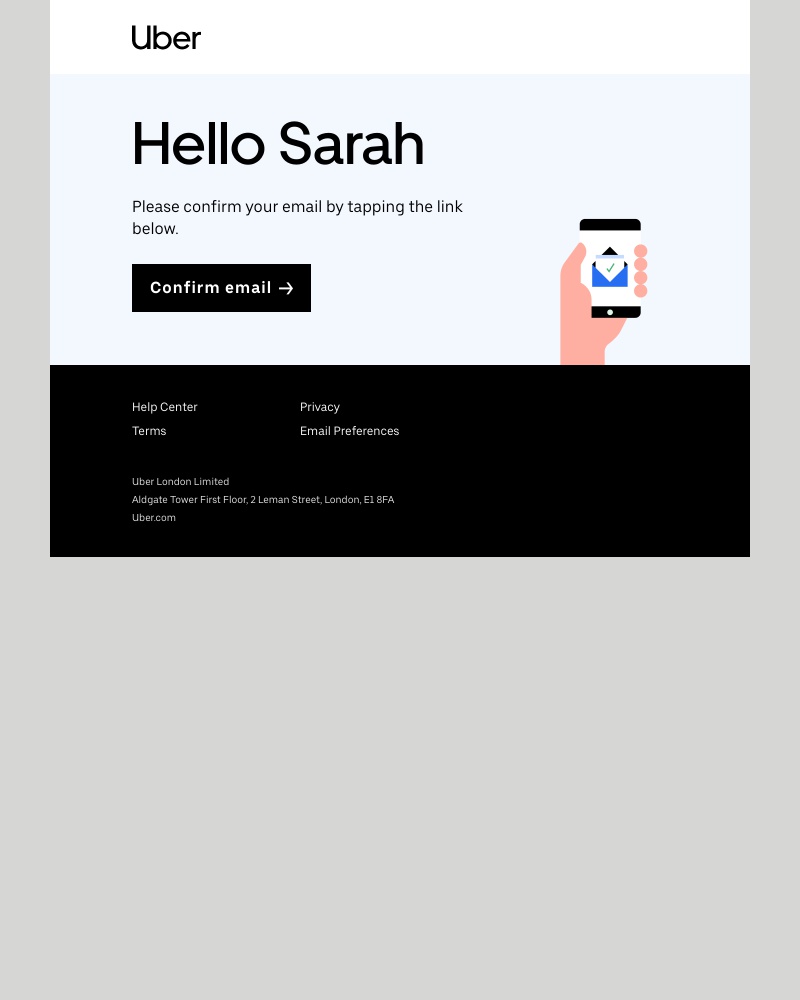 Uber Eats - Verify your Uber account email