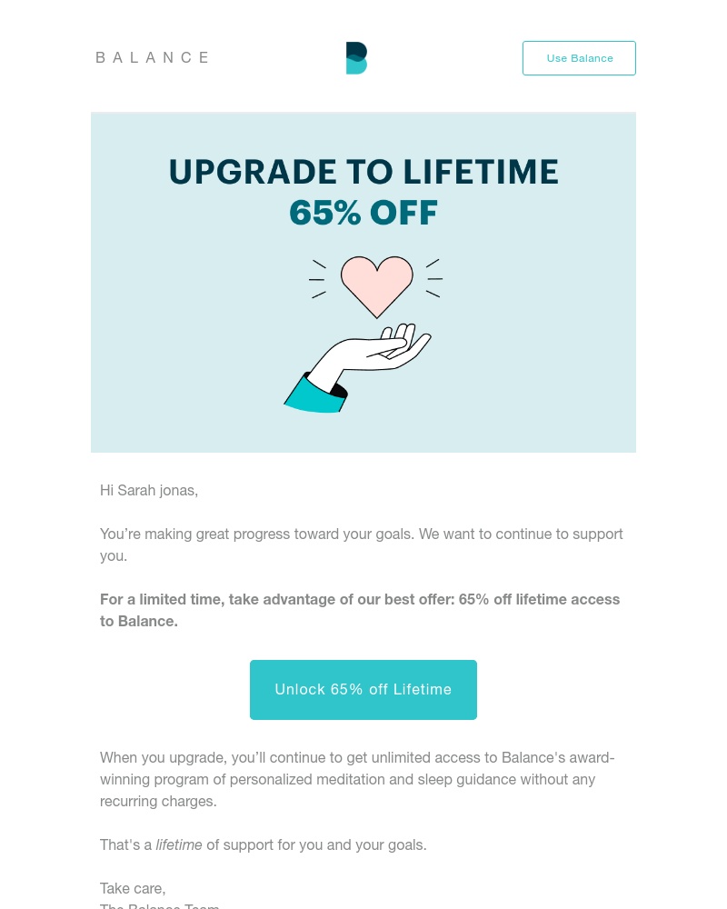 Balance - Want 65% off a lifetime of improved sleep?