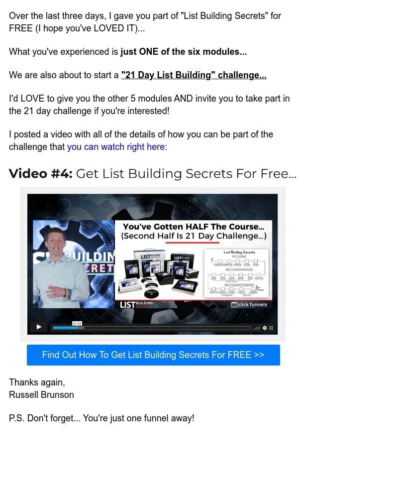 ClickFunnels - want the full "List Building Secrets" course for FREE!? (video 4 of 4)