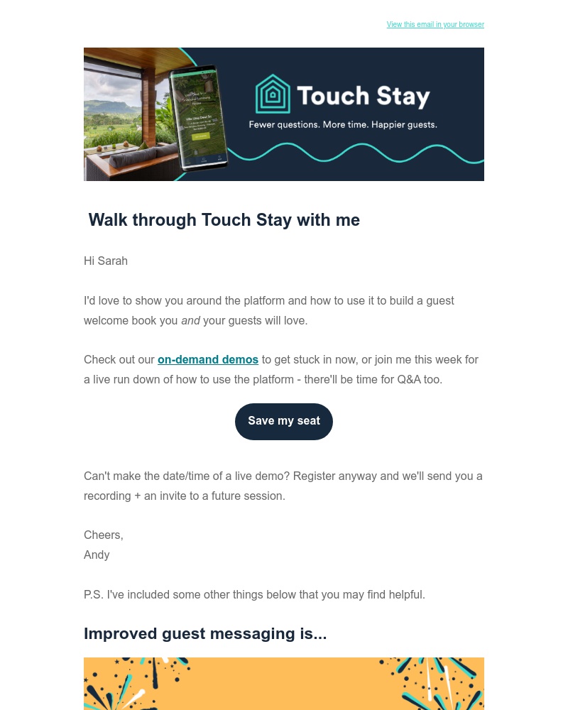 Touch Stay - Watch a product walkthrough
