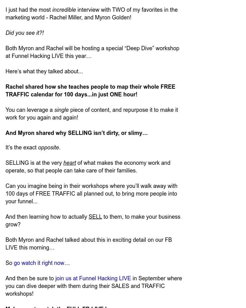 ClickFunnels - {WATCH NOW} her famous 100-Day FREE TRAFFIC plan...