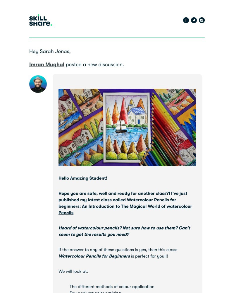 Skillshare - Watercolour Pencils - New Class Published!