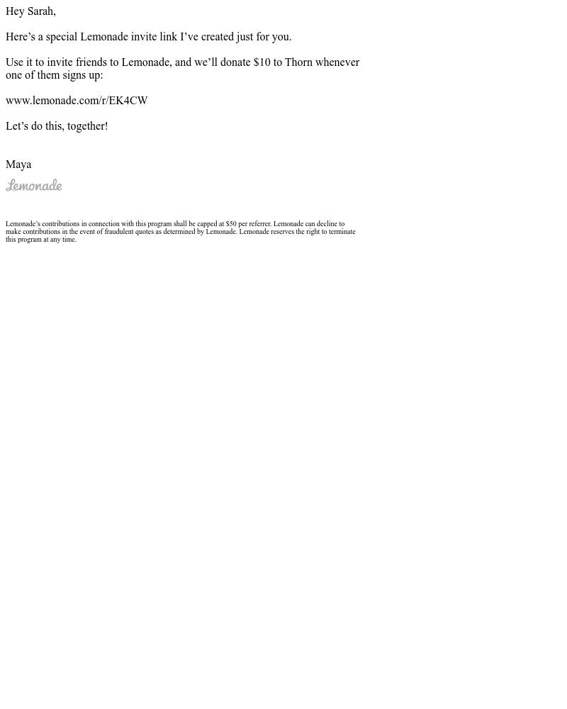 Lemonade - We can do more to support Thorn together