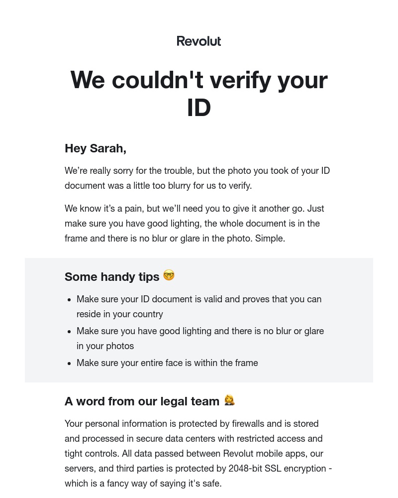 Revolut - 📷 We couldn’t verify your identity