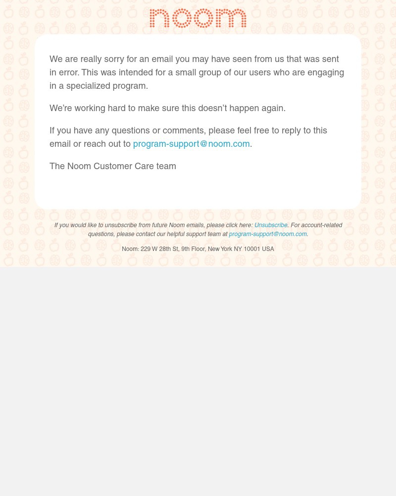 Noom - We Made a Mistake - please ignore our last email
