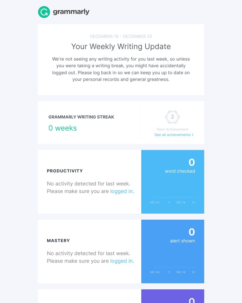Grammarly - We want to send you stellar stats and awesome achievements!