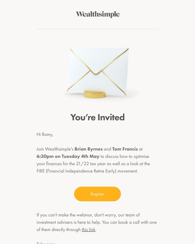 Wealthsimple - Webinar Invite: The Year Ahead & FIRE