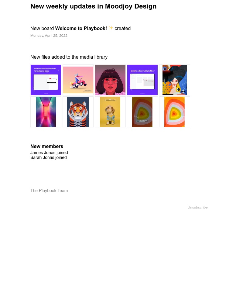 Playbook - Weekly Activity in Moodjoy Design - Playbook