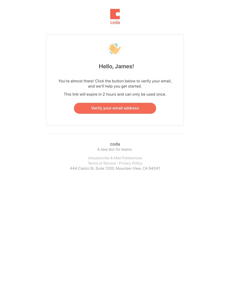 Coda - Welcome! Please verify your email