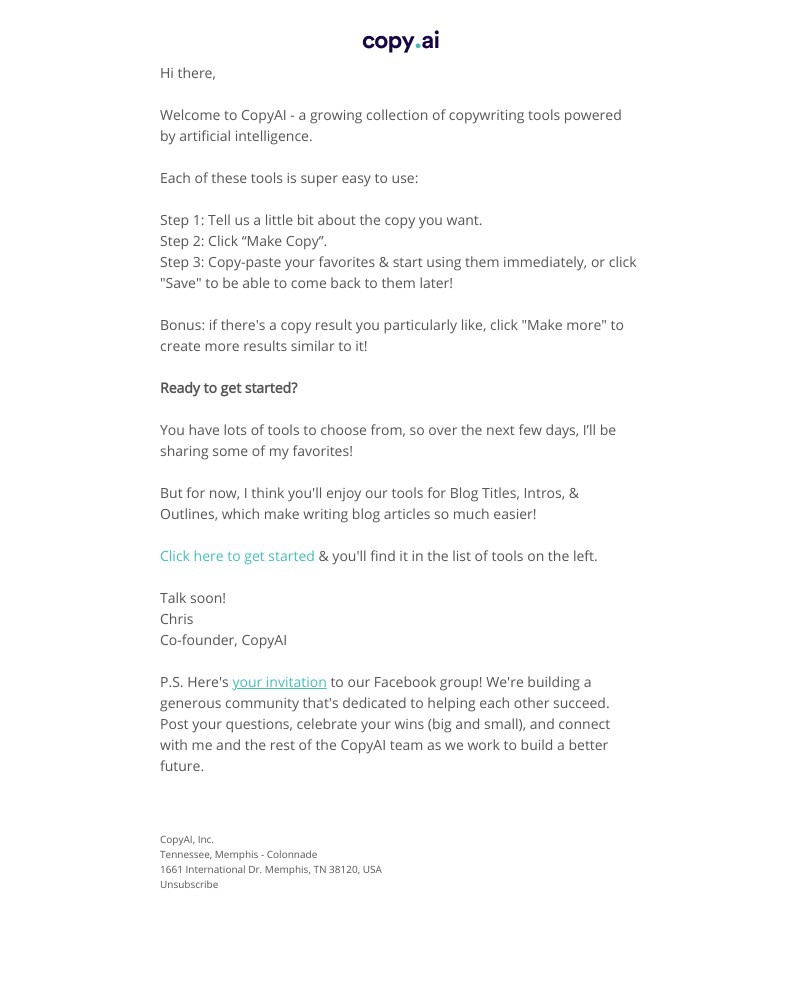 CopyAI - Welcome to Copy.ai!