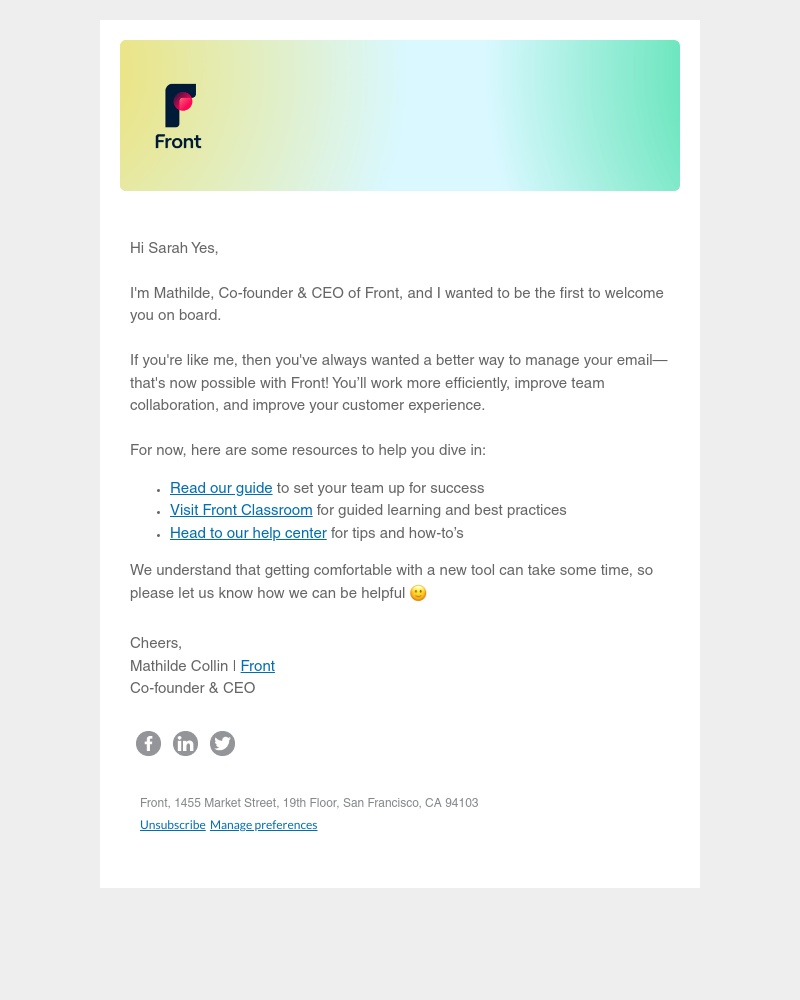 Front - Welcome to Front – Let's get started!