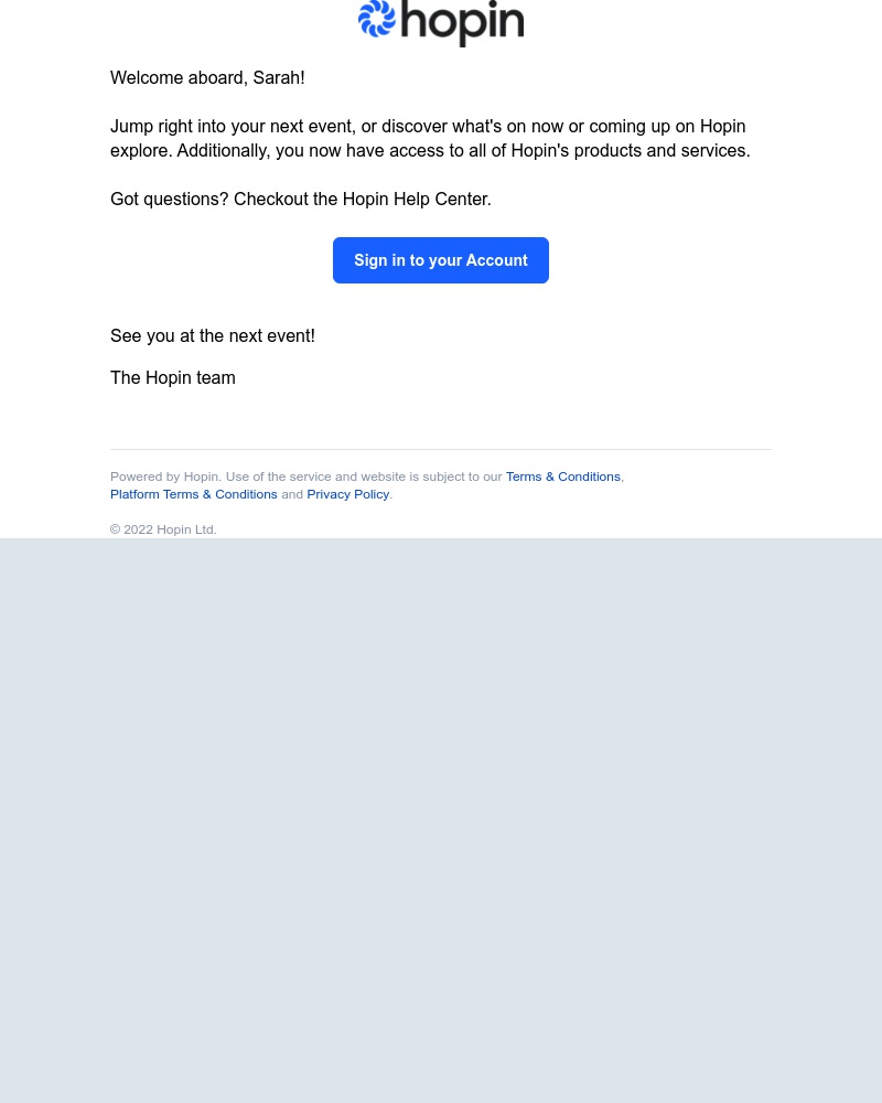 Hopin - Welcome to Hopin, Sarah