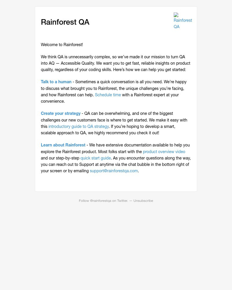 Rainforest - Welcome to Rainforest - Let’s get started