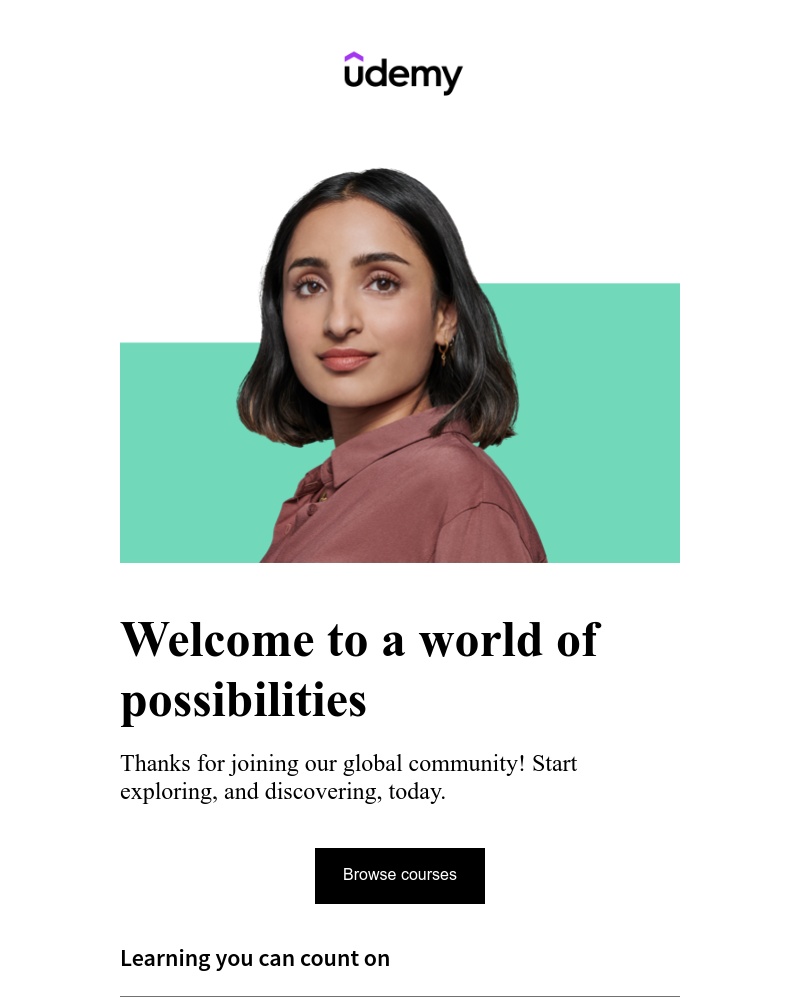 Udemy - Welcome to Udemy, Sarah!