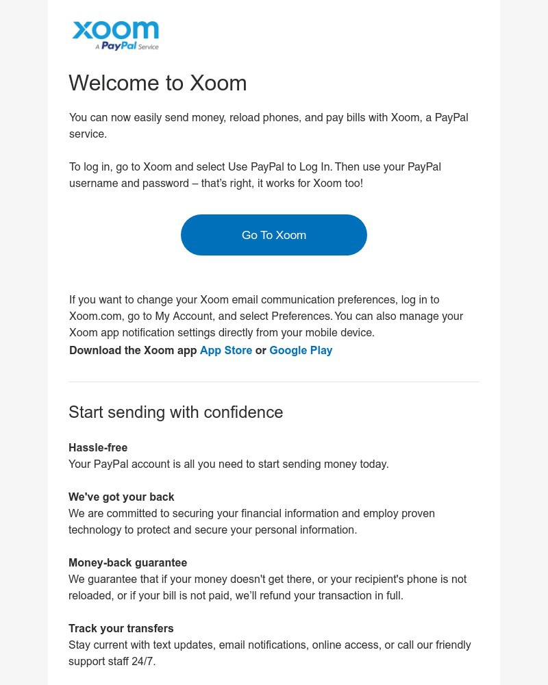 PayPal - Welcome to Xoom