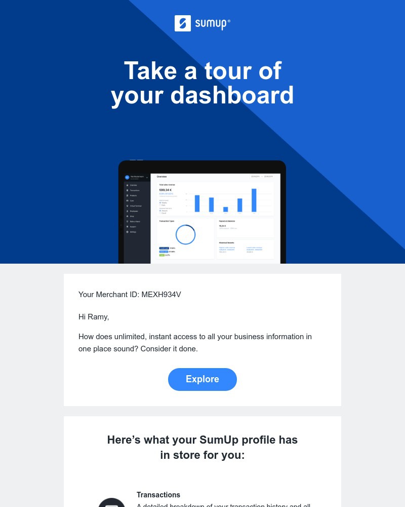 SumUp - Welcome to your profile