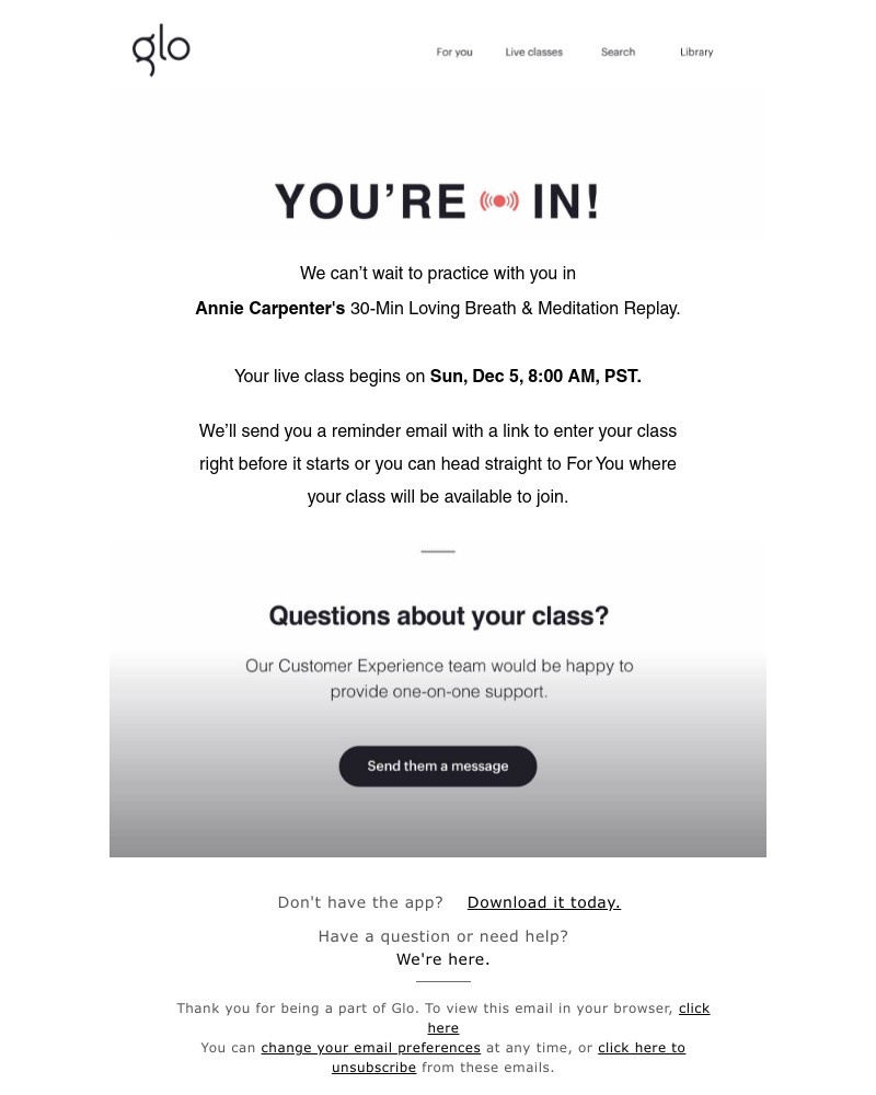 Glo - We’ll see you in class!