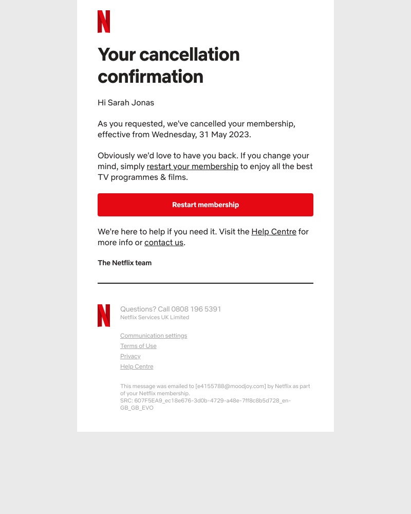 Netflix - We're sorry to say goodbye