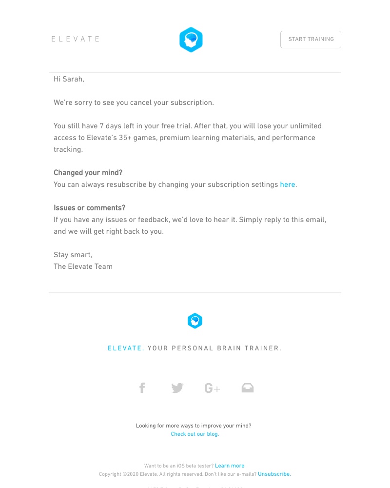 Elevate - We’re sorry to see you go