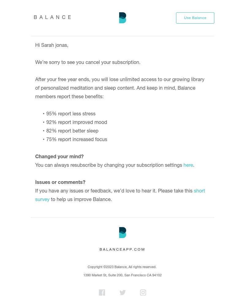 Balance - We’re sorry to see you go