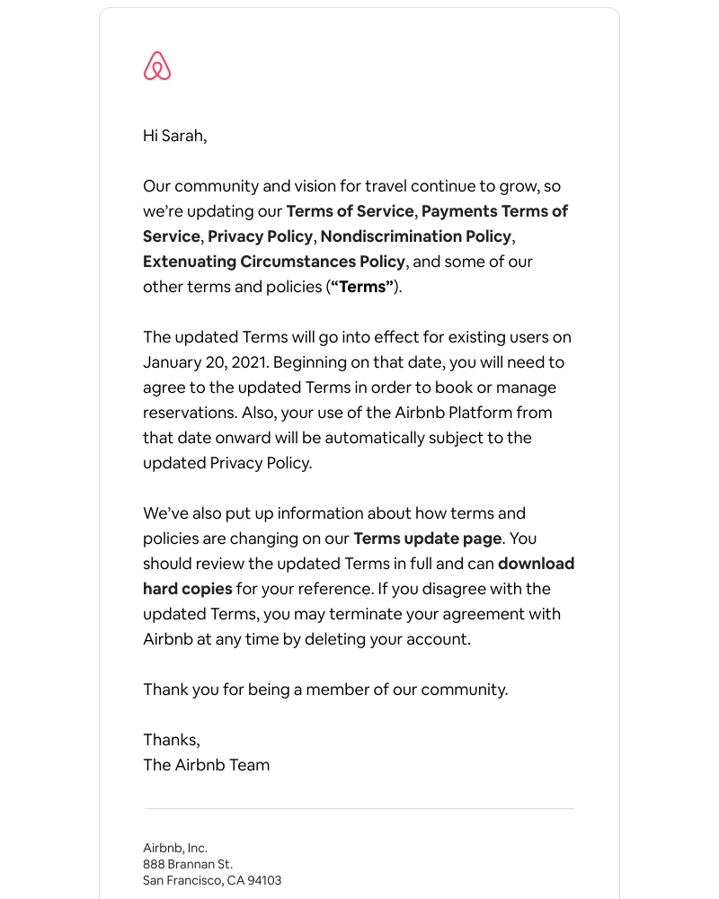 Airbnb - We're updating our Terms
