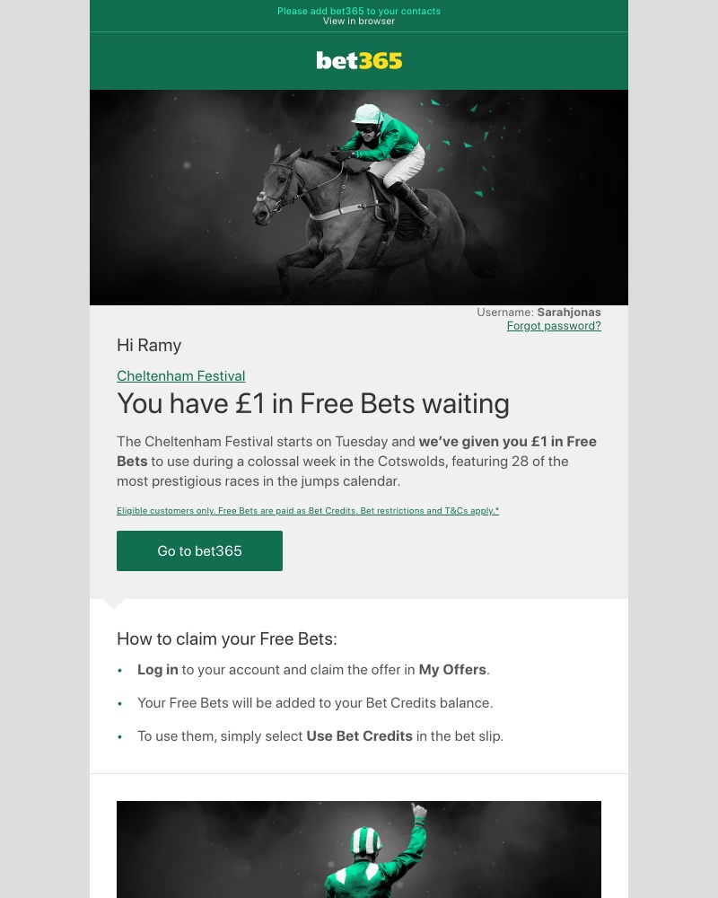 Bet365 - We’ve given you £1 in Free Bets…
