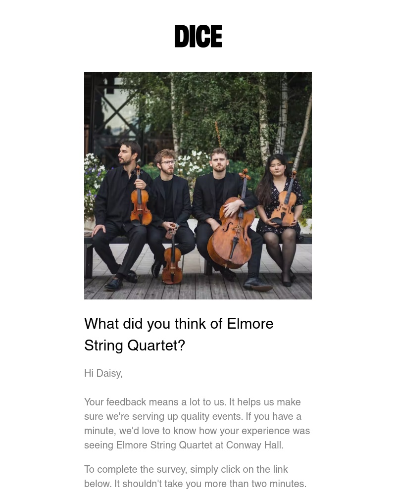 DICE - What did you think of Elmore String Quartet?