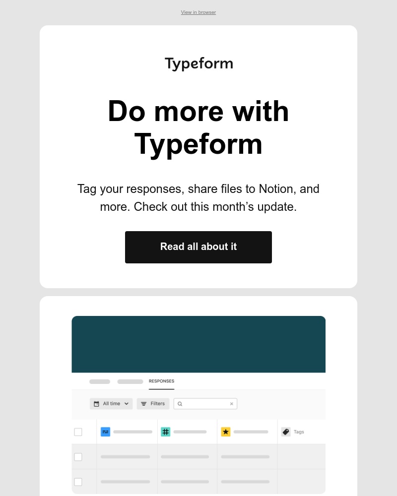 Typeform - What’s New August 2022: Tag your responses and send files to Notion