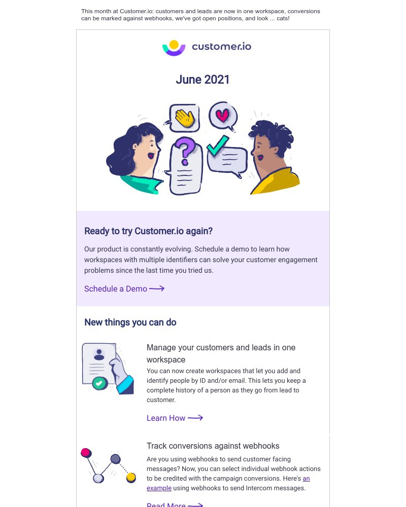 Customer.io - What's new? Customers and leads in one workspace 👥
