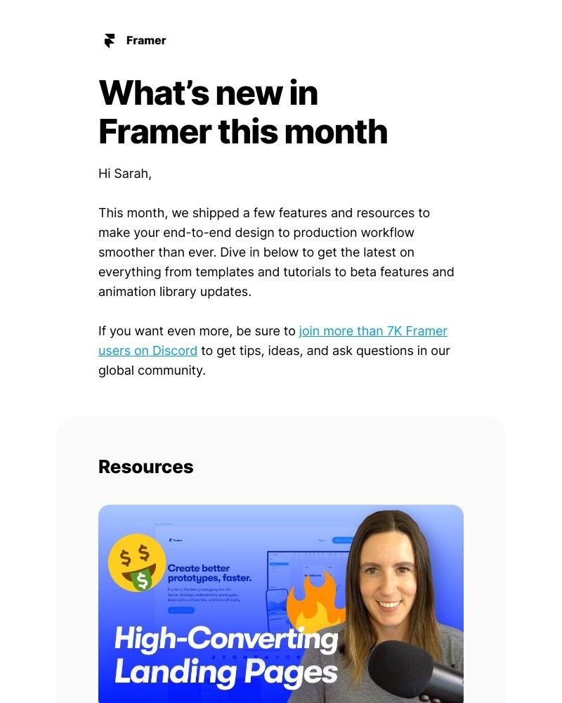 Framer - What’s New: Landing page tips and ecomm templates, Framer Motion 5, and the Handshake beta
