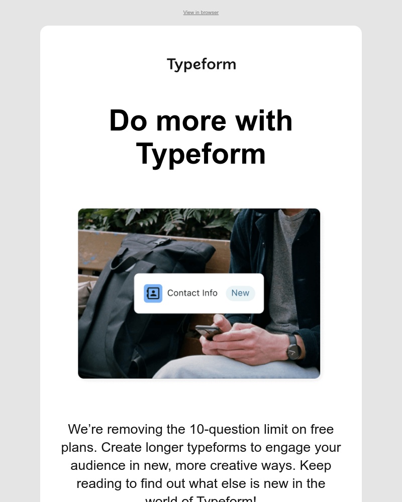 Typeform - What’s New September 2022: there's no (question) limit