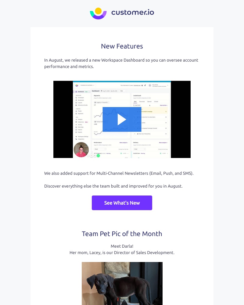 Customer.io - What's New? Workspace Dashboard and Multi-Channel Newsletters