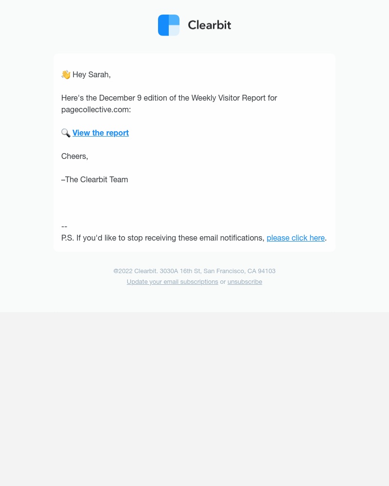 Clearbit - Who visited pagecollective.com last week (December 9 edition)