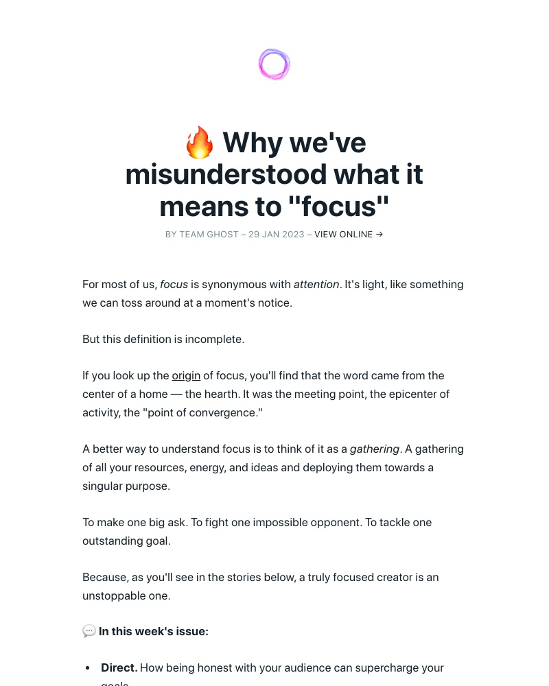 Ghost - 🔥 Why we've misunderstood what it means to "focus"
