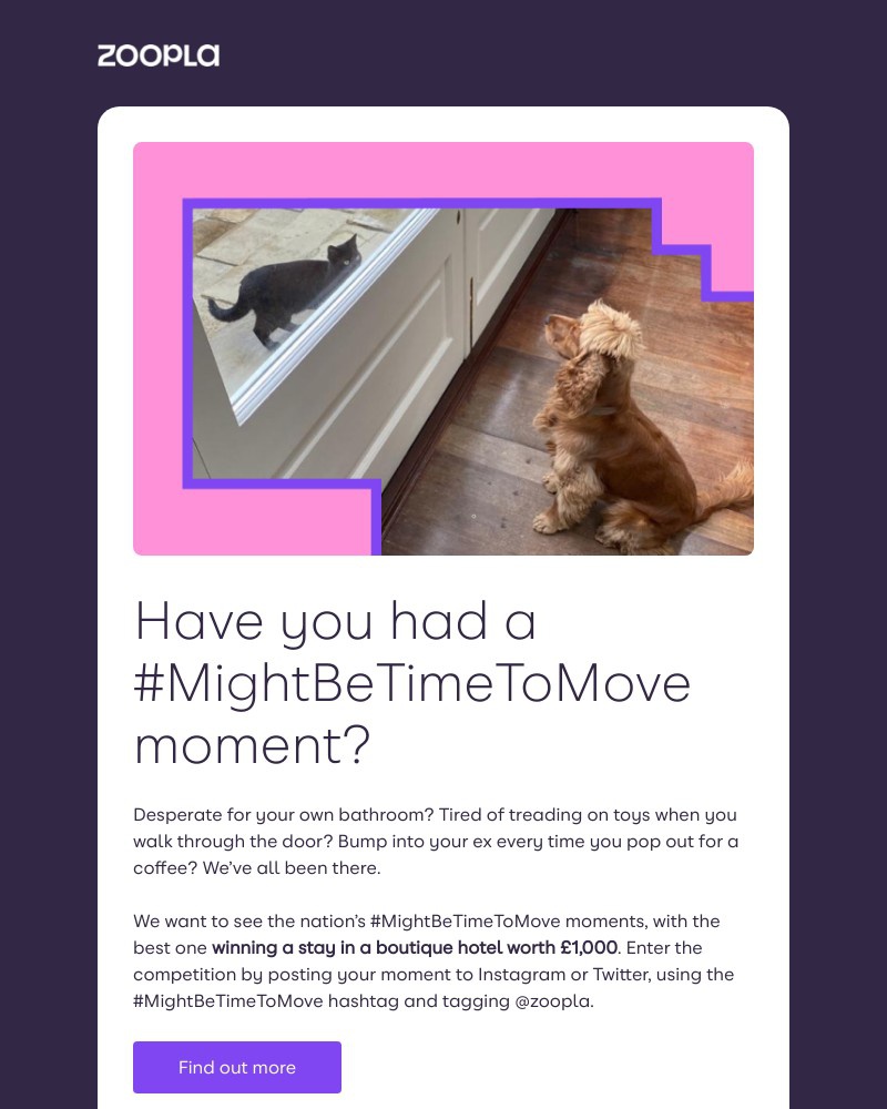 Zoopla - Win a £1,000 boutique hotel stay