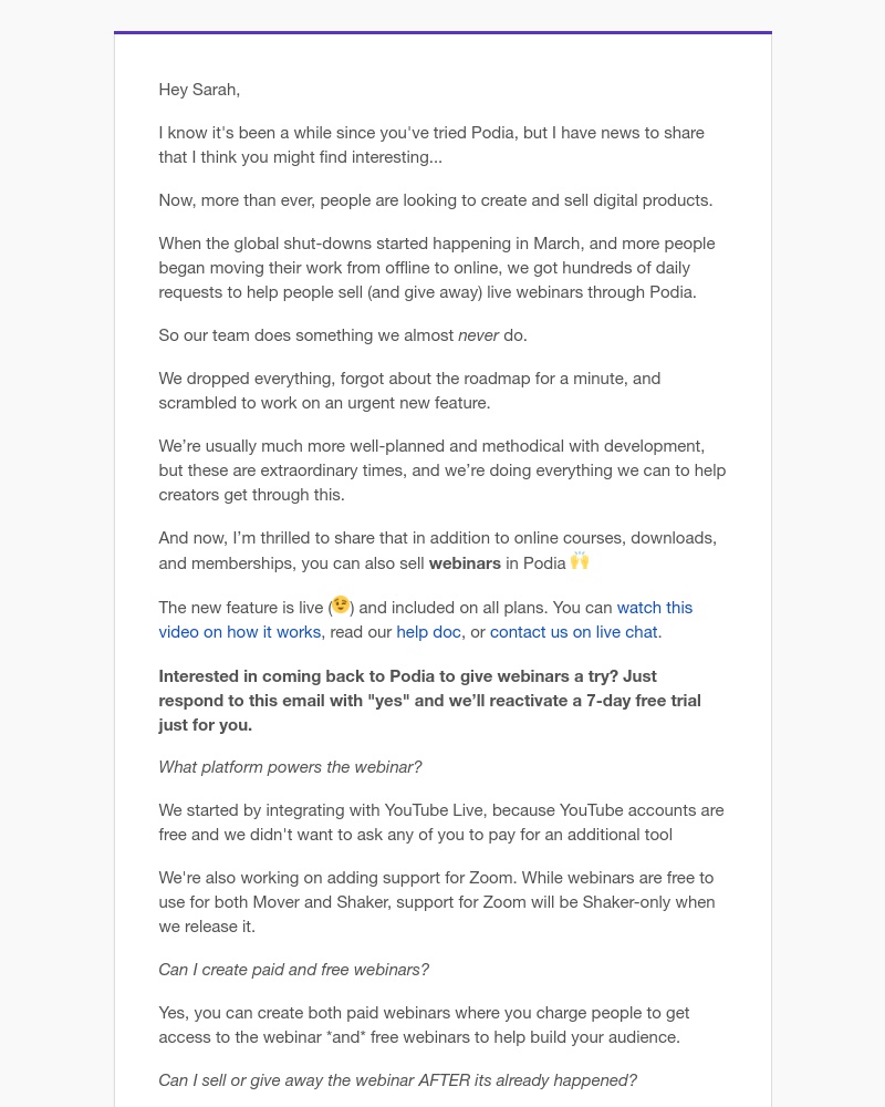 Podia - You can now create and sell live webinars with Podia! 📹