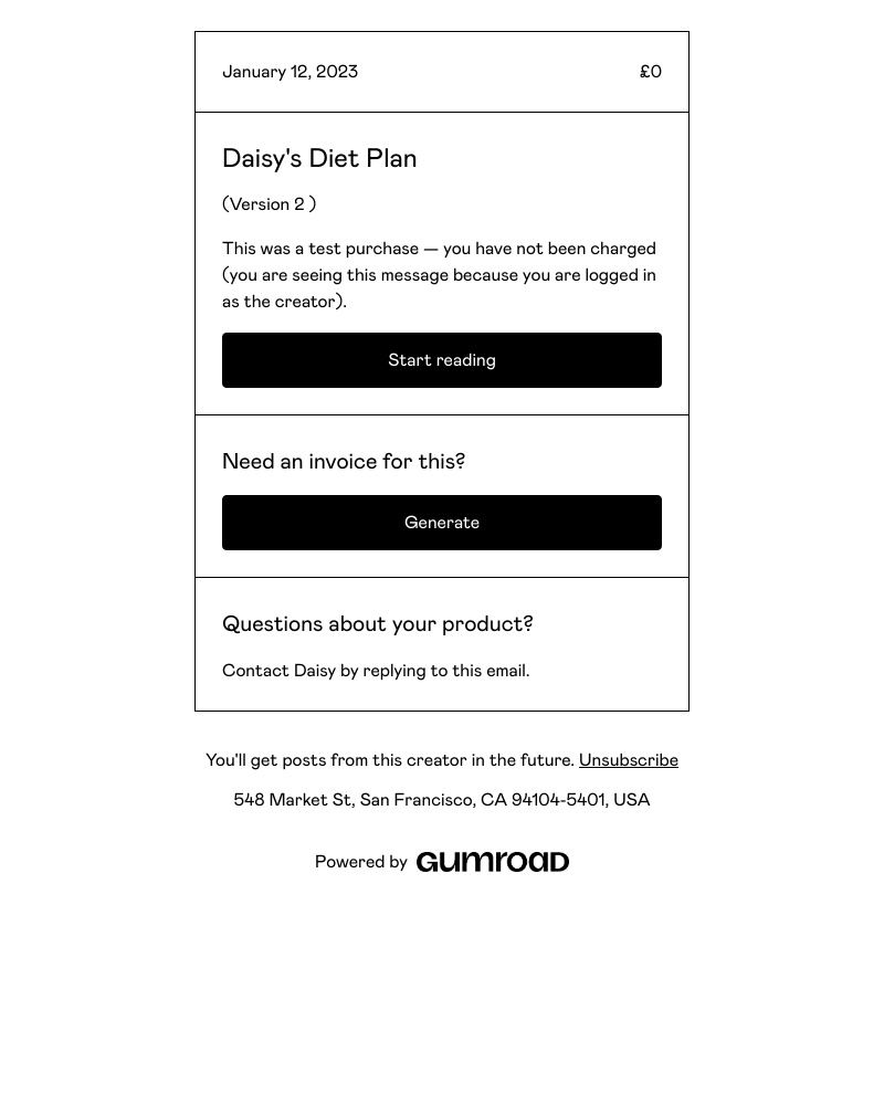 Gumroad - You got Daisy's Diet Plan!