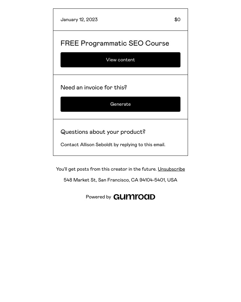 Gumroad - You got FREE Programmatic SEO Course!