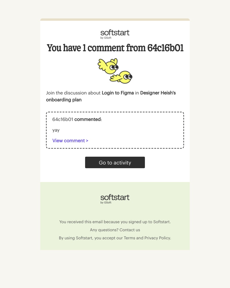 Softstart - You have 1 comment from 64c16b01