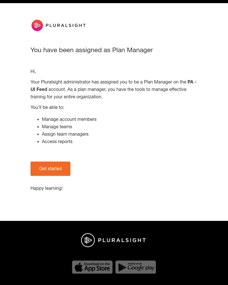 Pluralsight - You have been assigned as Plan Manager of your Pluralsight account!