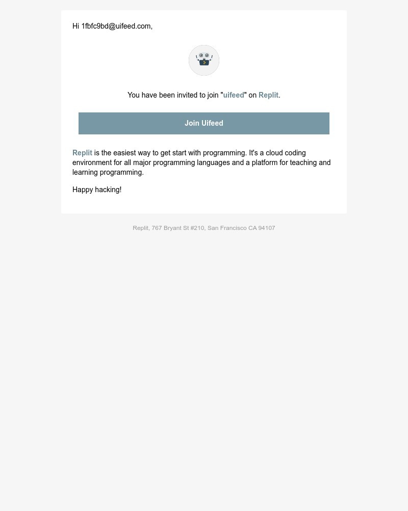 Replit - You have been invited to join uifeed.