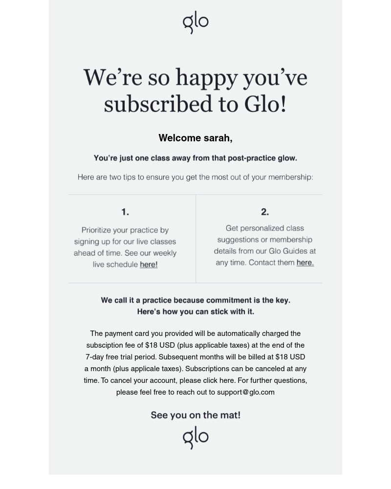 Glo - You just made a really good decision, sarah. Welcome to Glo.