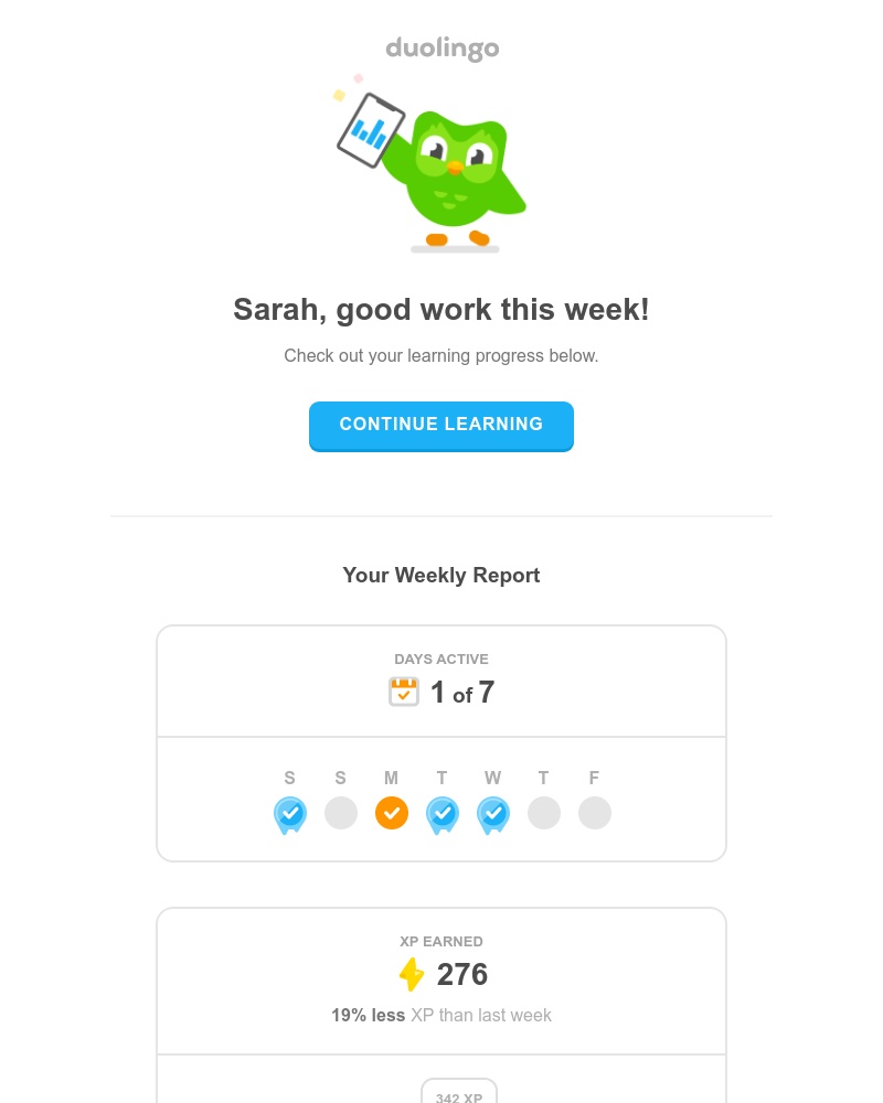 Duolingo - 🏁 You made progress! See your stats: