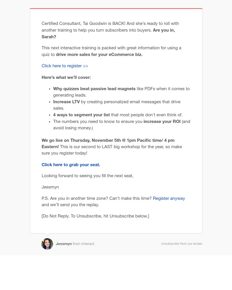 Interact - You might remember Tai from Quiz & Grow Rich